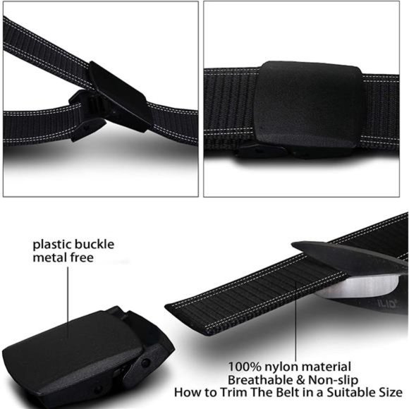 3-Pack Nylon Canvas Belt Plastic Buckle Belt Travel Adjustable Nylon Web Slide - Picture 5 of 6